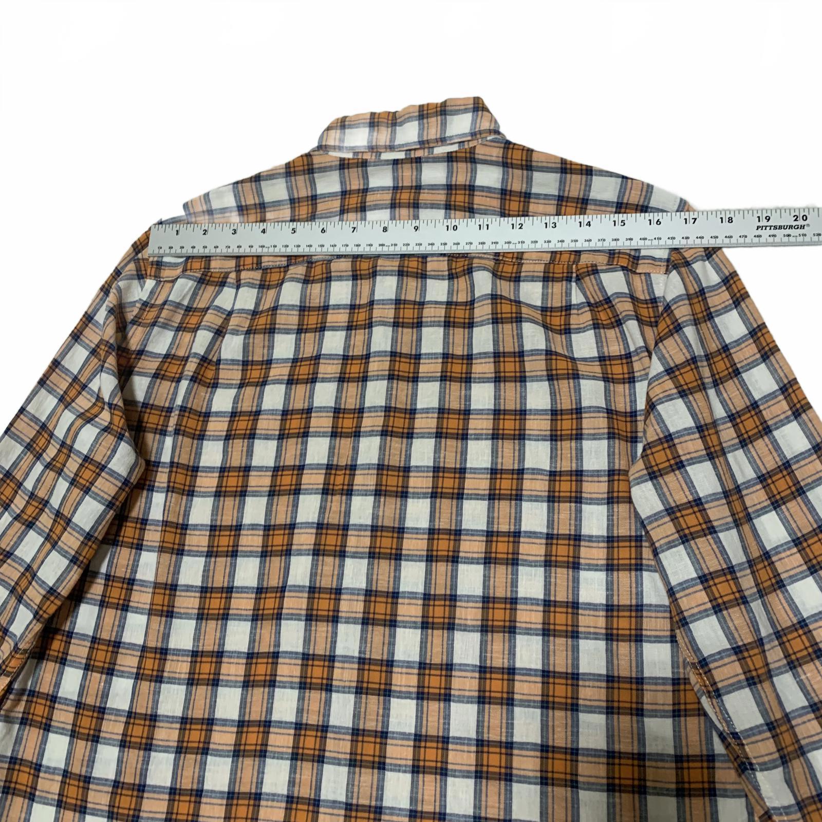 Steven Alan Men's Button-Down Shirt S Brown Orange Plaid USA