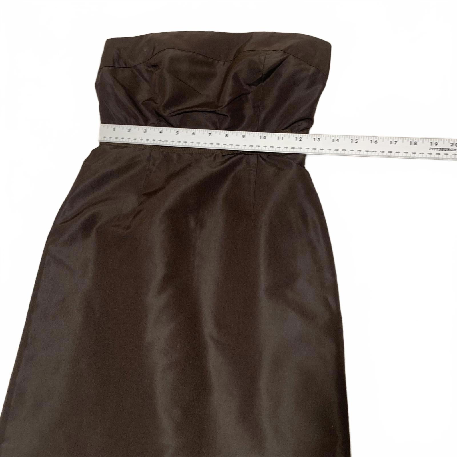 J.Crew Strapless Silk Dress Size 0 Petite Brown 100% Silk