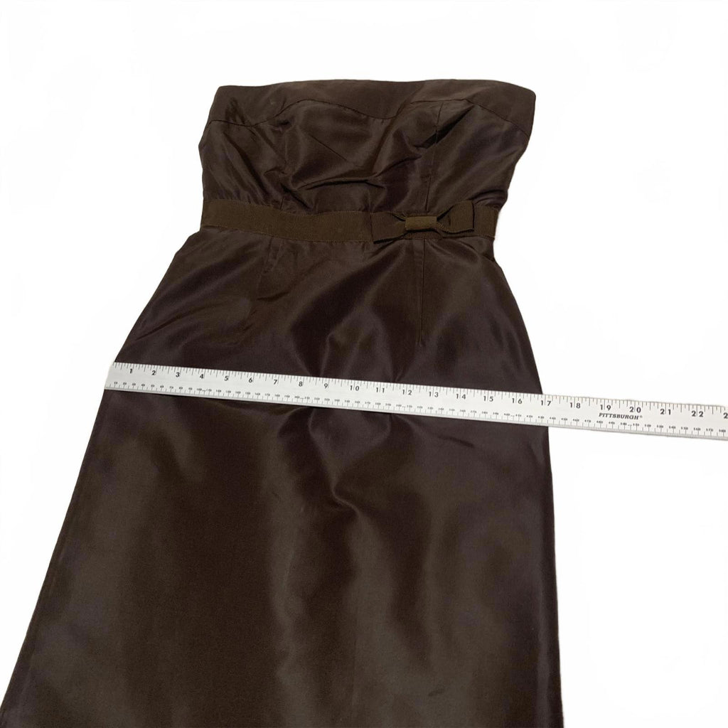 J.Crew Strapless Silk Dress Size 0 Petite Brown 100% Silk