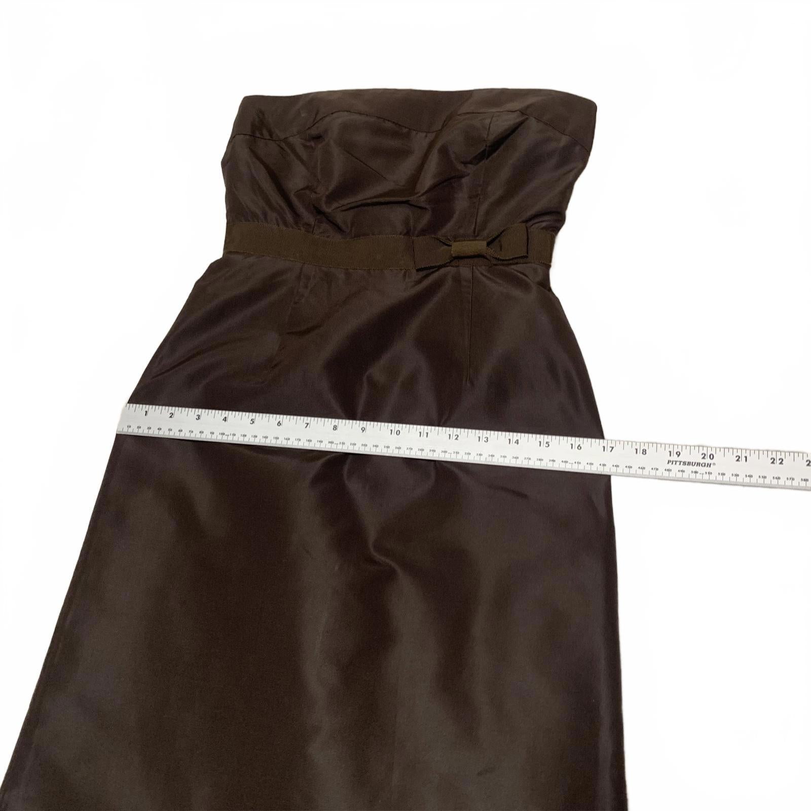 J.Crew Strapless Silk Dress Size 0 Petite Brown 100% Silk