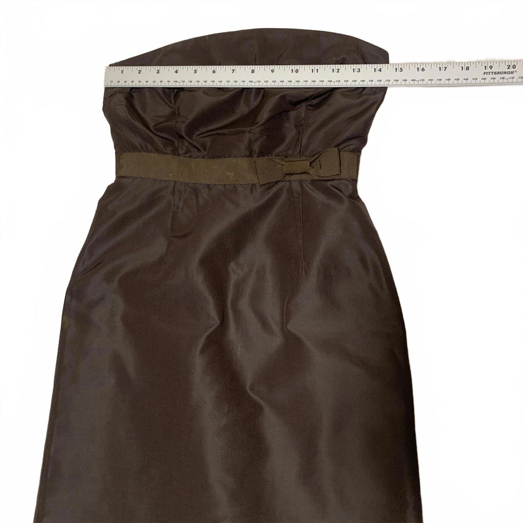 J.Crew Strapless Silk Dress Size 0 Petite Brown 100% Silk