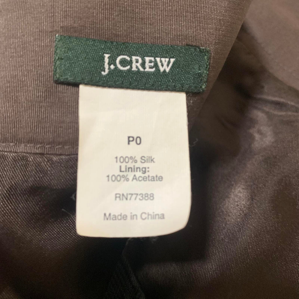 J.Crew Strapless Silk Dress Size 0 Petite Brown 100% Silk