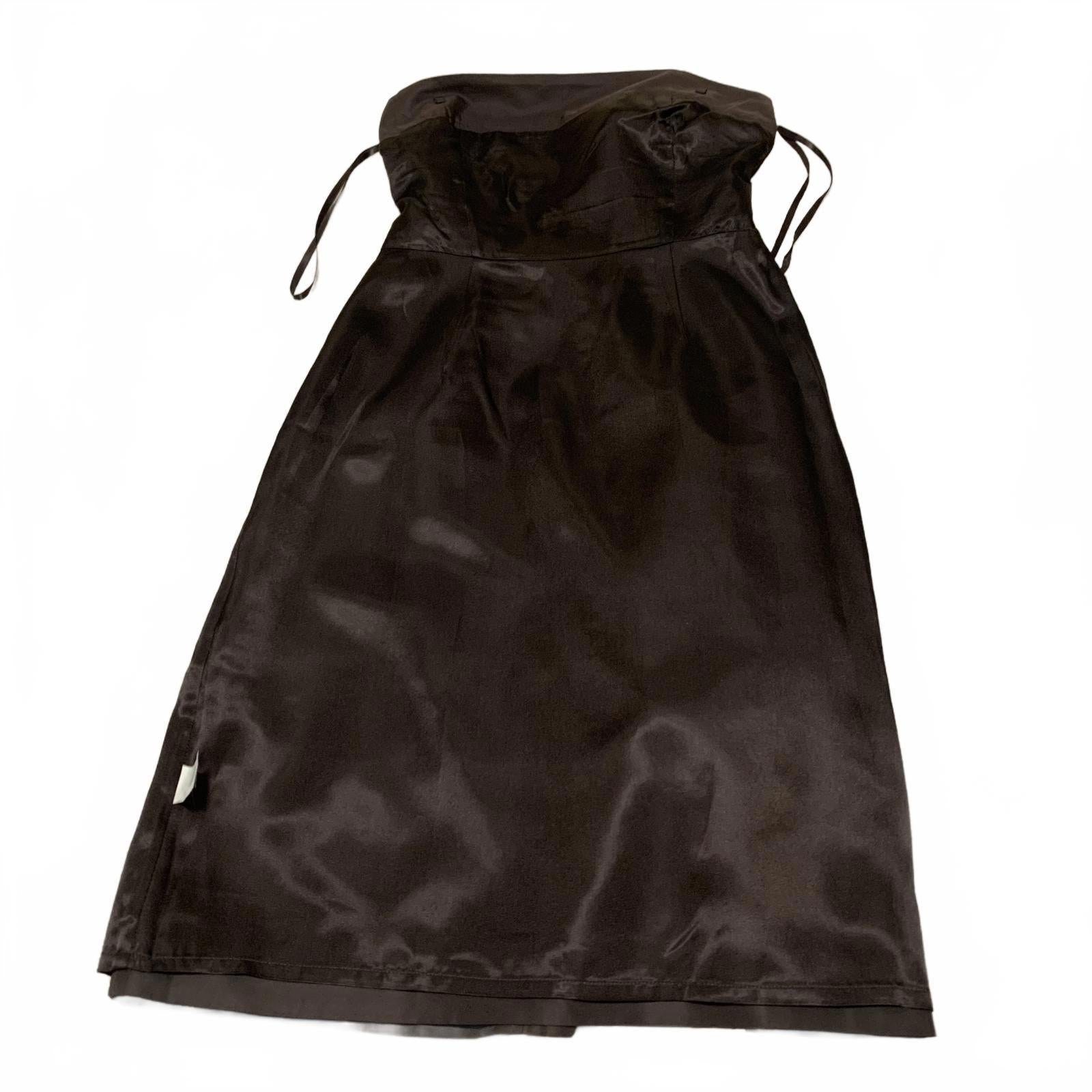 J.Crew Strapless Silk Dress Size 0 Petite Brown 100% Silk