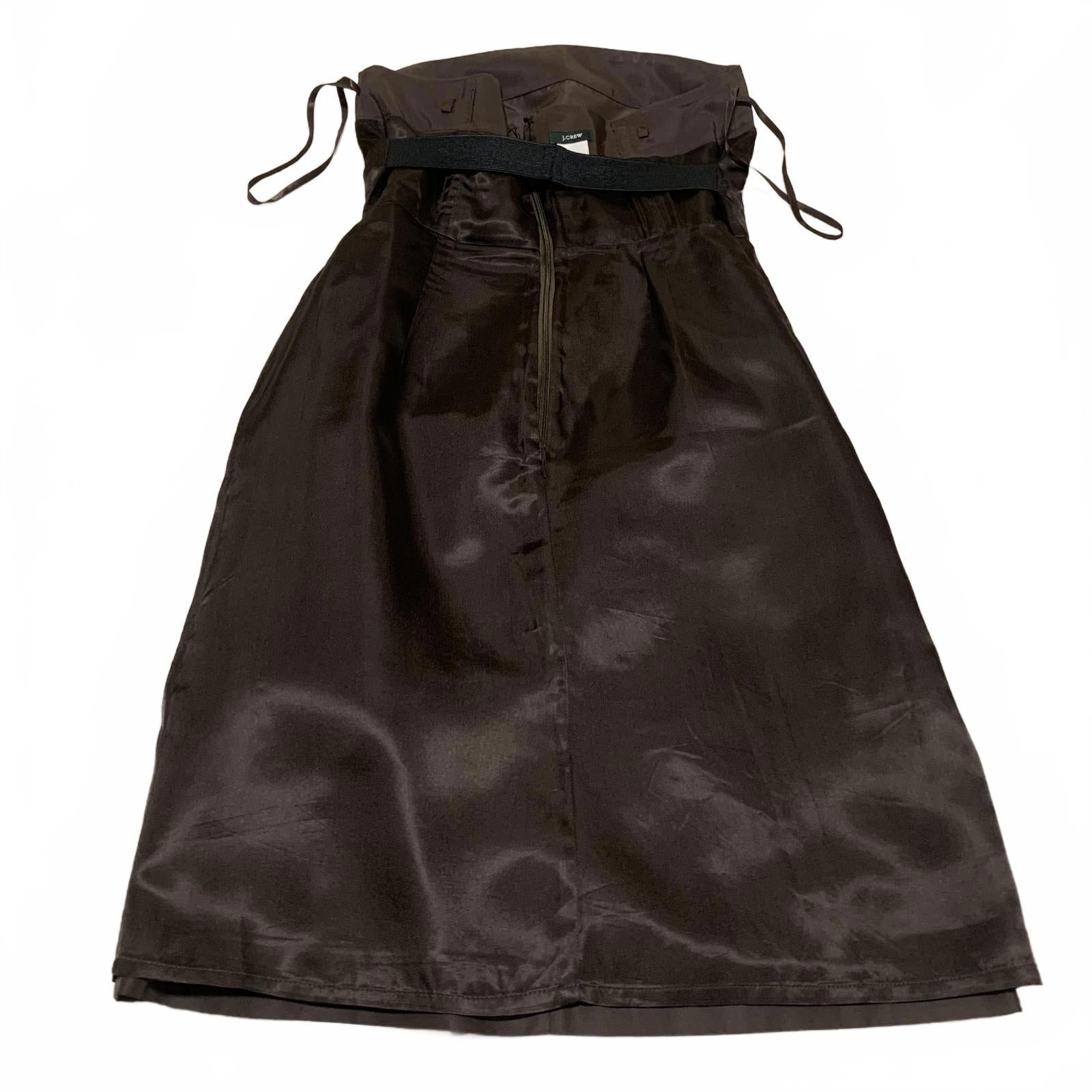 J.Crew Strapless Silk Dress Size 0 Petite Brown 100% Silk