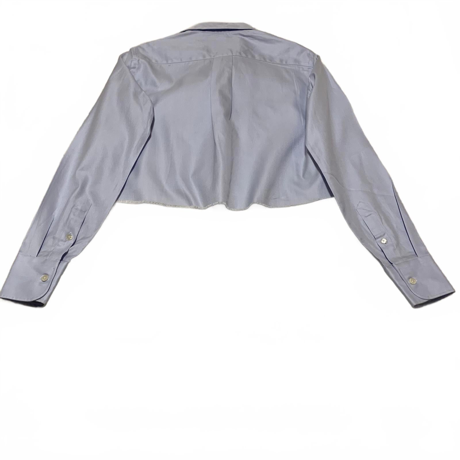 Hommegirls Women's S Chambray Blue Cropped Shirt