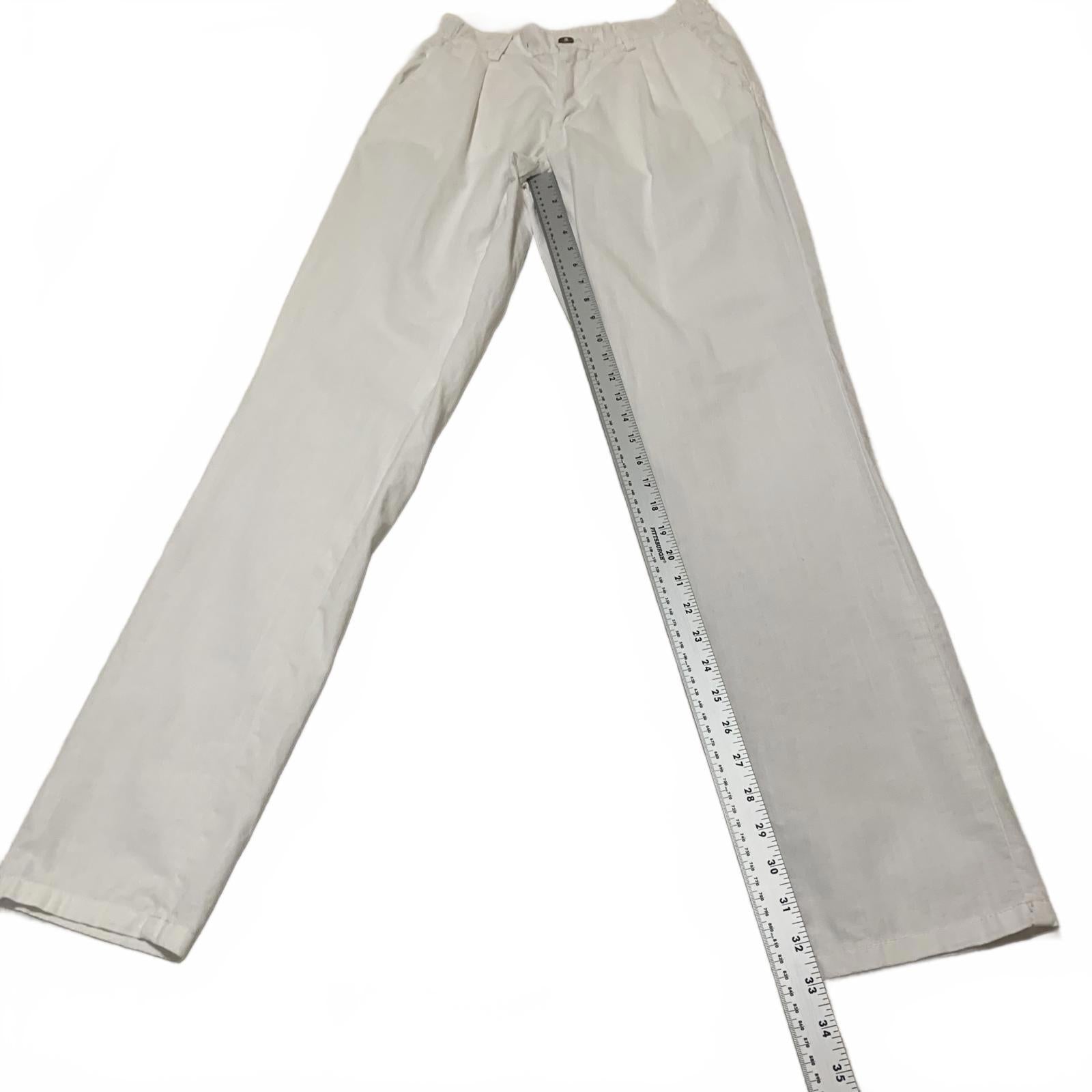 Dan John Men's White Cotton Elastic Waist Pants 36