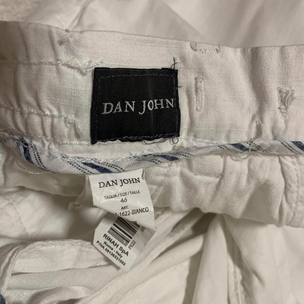 Dan John Men's White Cotton Elastic Waist Pants 36
