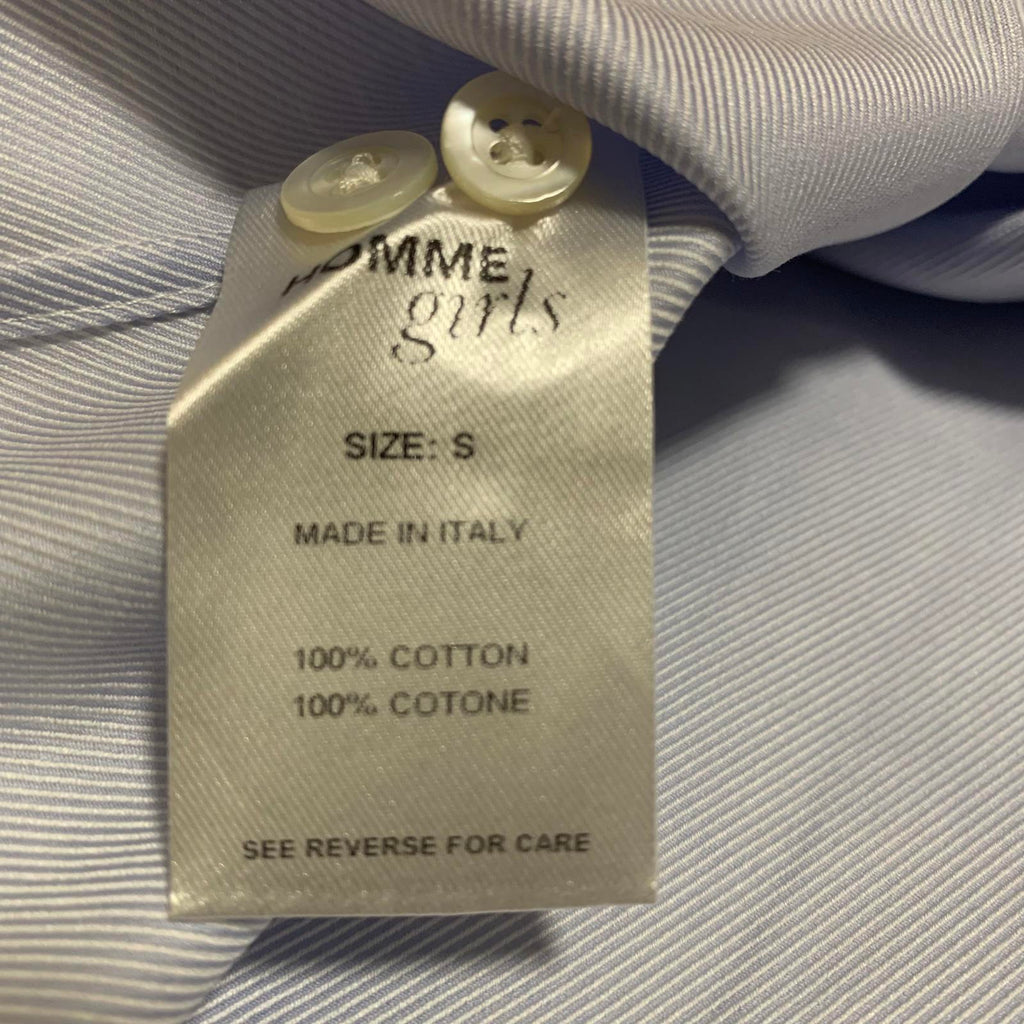 Hommegirls Women's S Chambray Blue Cropped Shirt