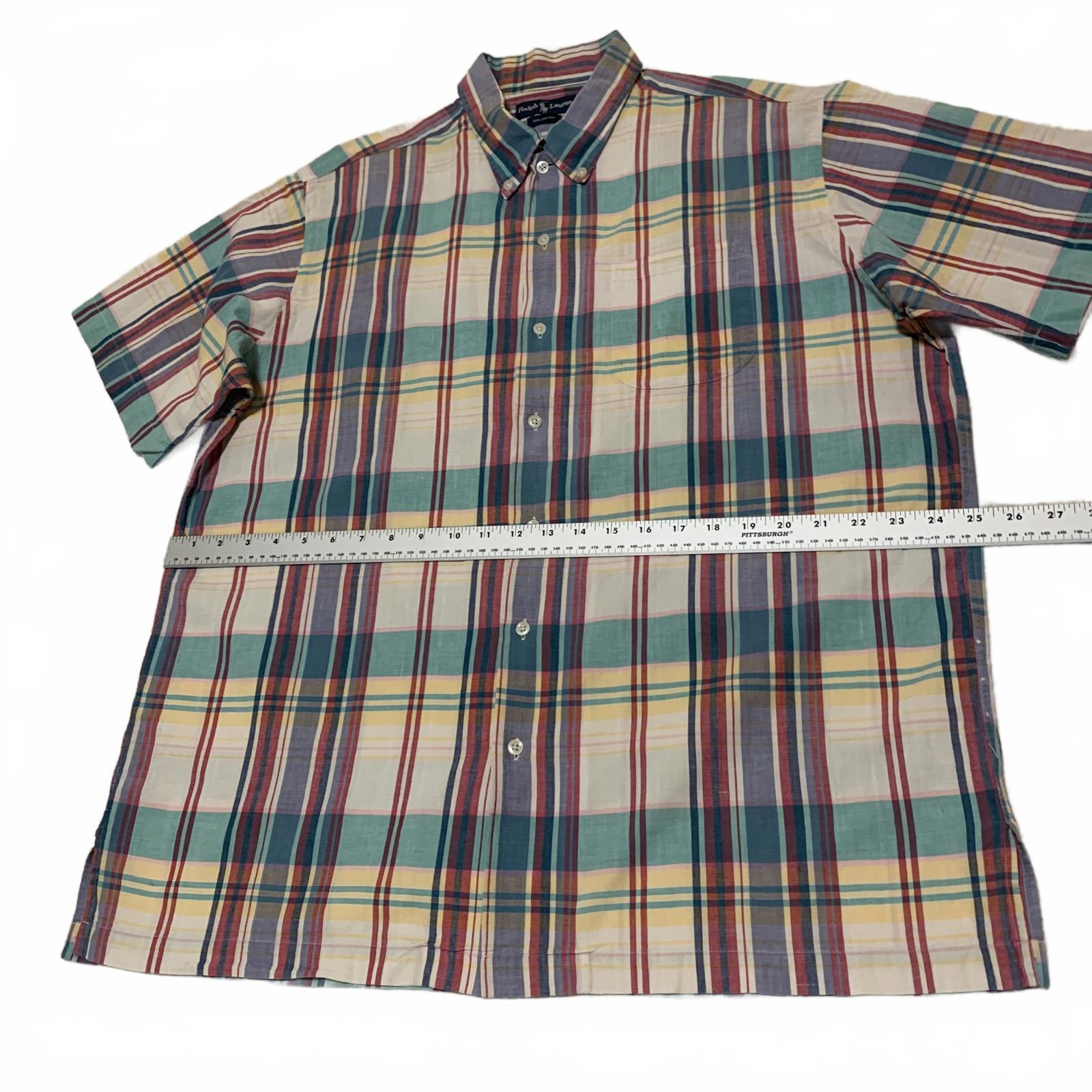 Ralph Lauren Pastel Plaid Short Sleeve Shirt L Cotton