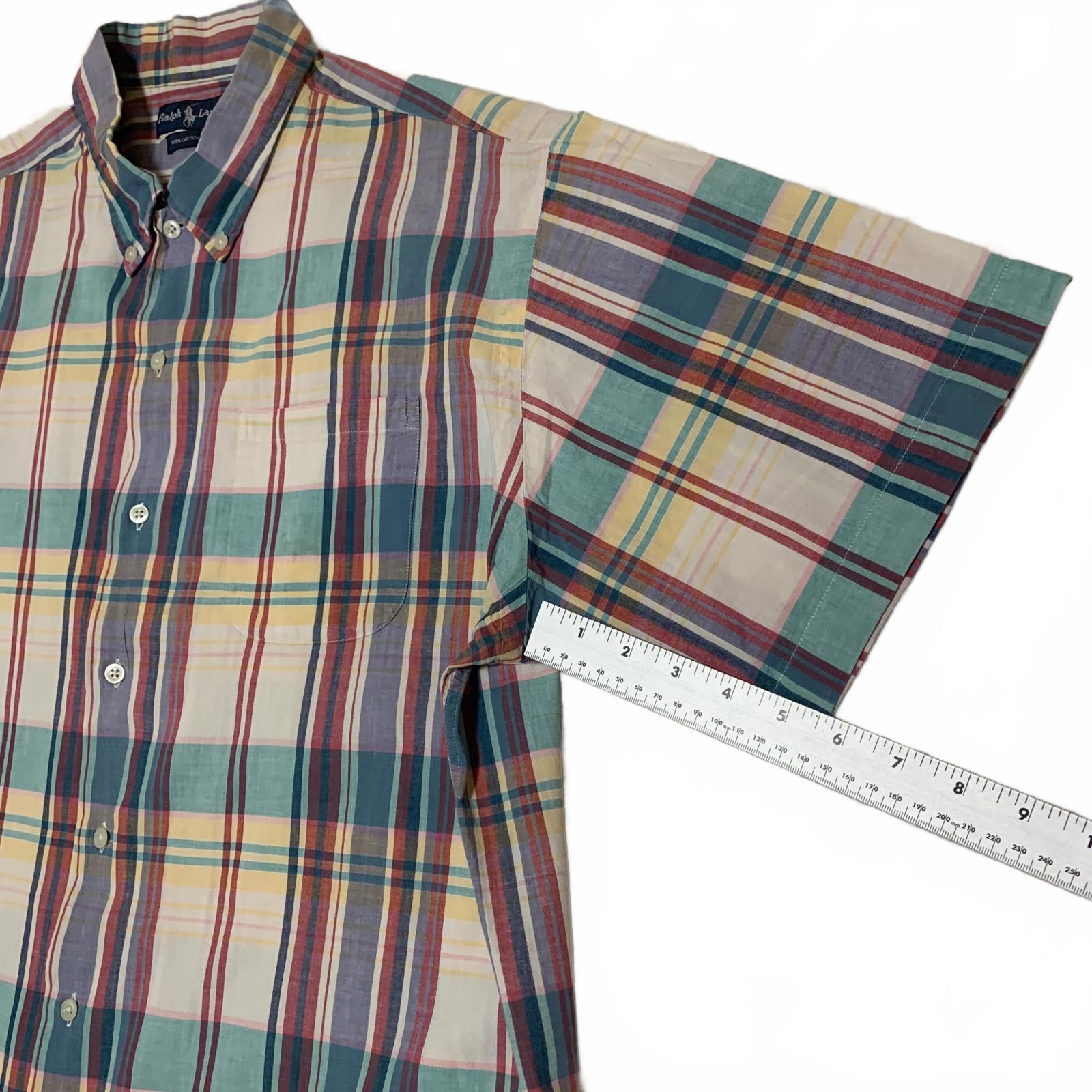 Ralph Lauren Pastel Plaid Short Sleeve Shirt L Cotton