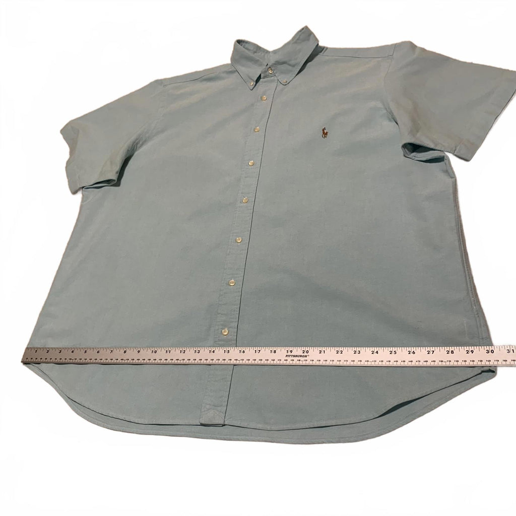 Ralph Lauren Men's 2XB Light Teal Short Sleeve Button Shirt