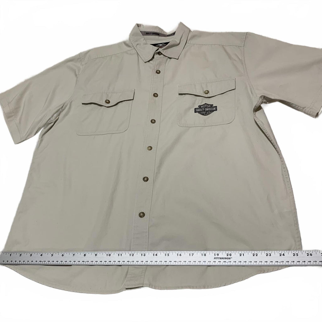 Harley Davidson Beige Button-Up Shirt Eagle Tag XL