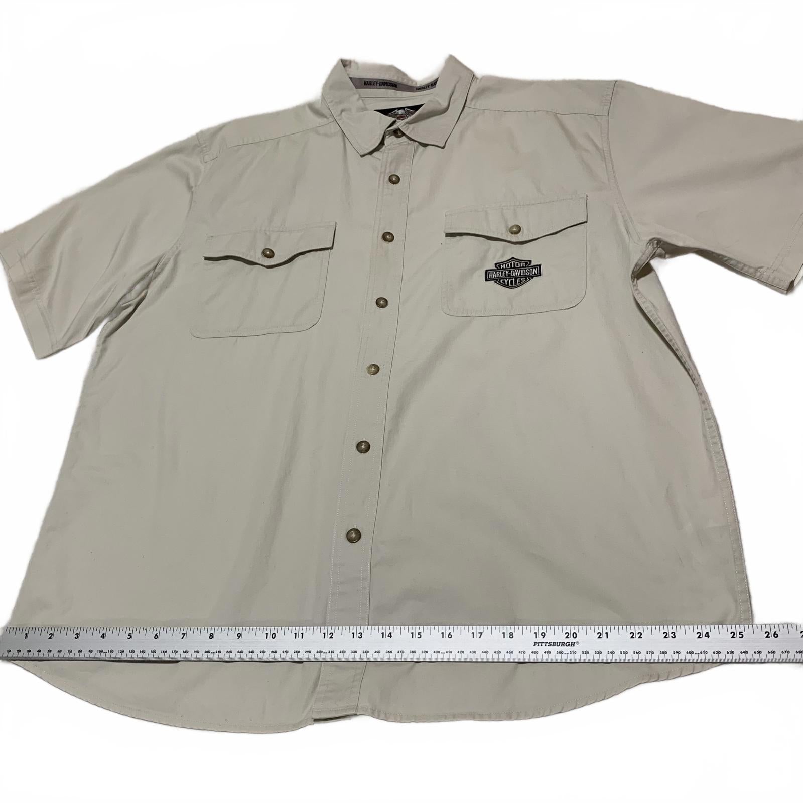 Harley Davidson Beige Button-Up Shirt Eagle Tag XL