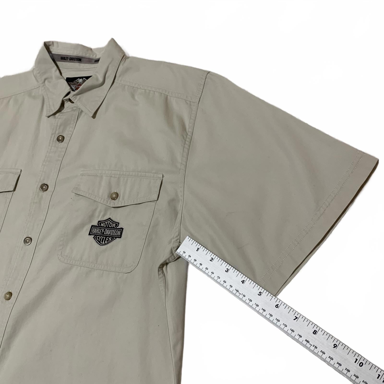 Harley Davidson Beige Button-Up Shirt Eagle Tag XL