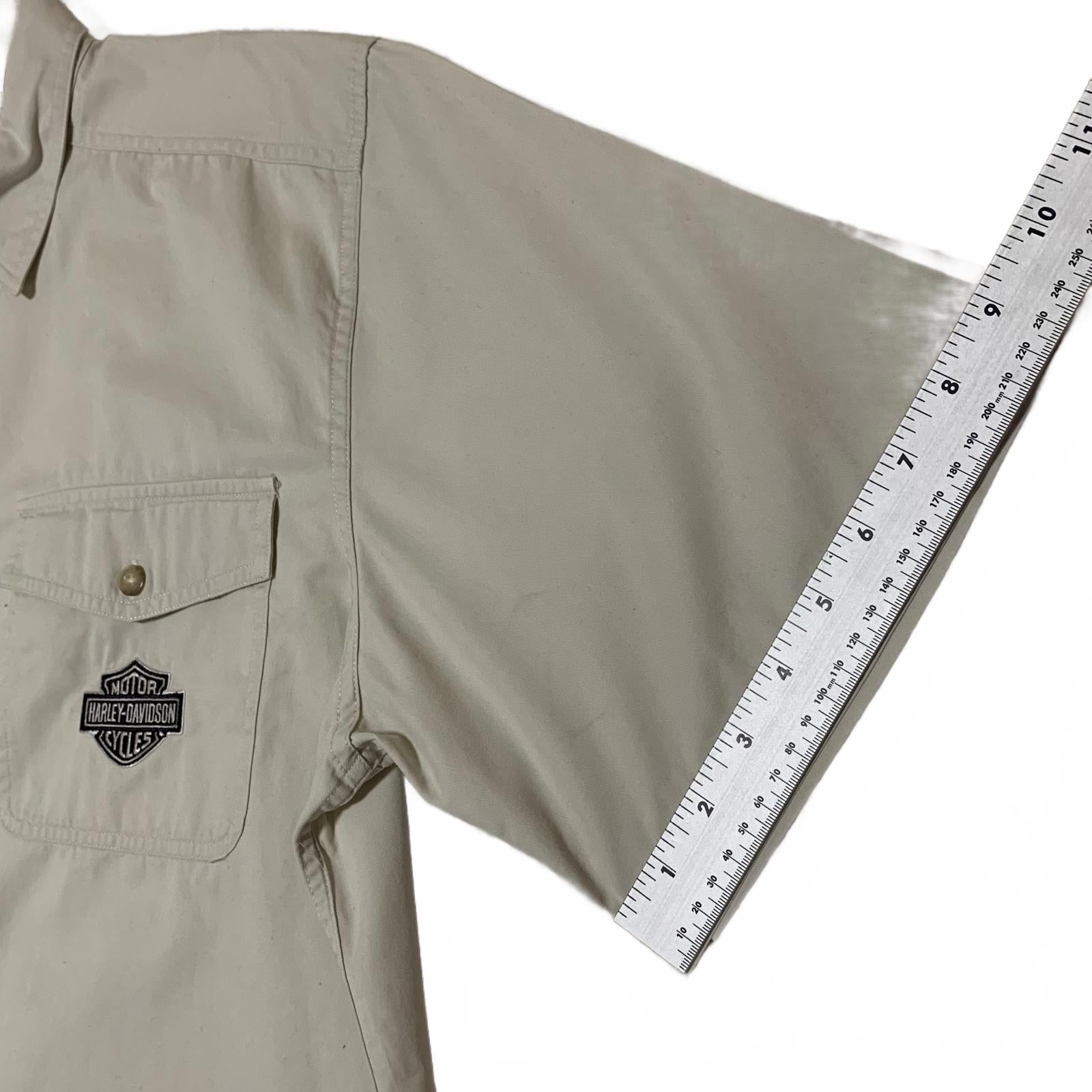 Harley Davidson Beige Button-Up Shirt Eagle Tag XL