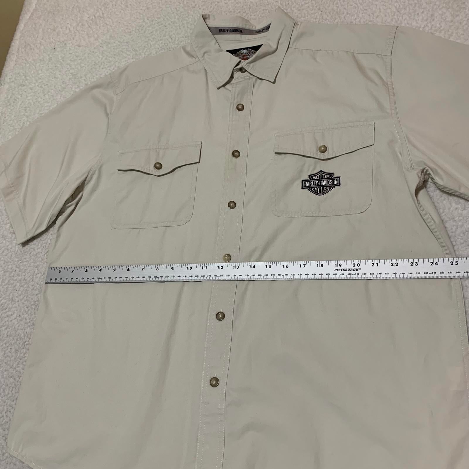 Harley Davidson Beige Button-Up Shirt Eagle Tag XL