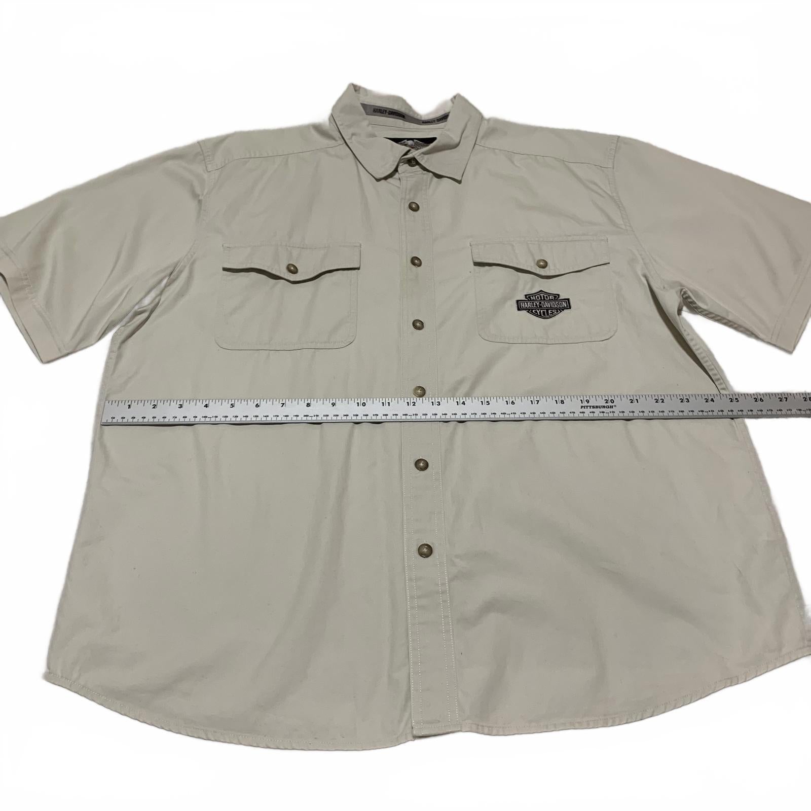 Harley Davidson Beige Button-Up Shirt Eagle Tag XL