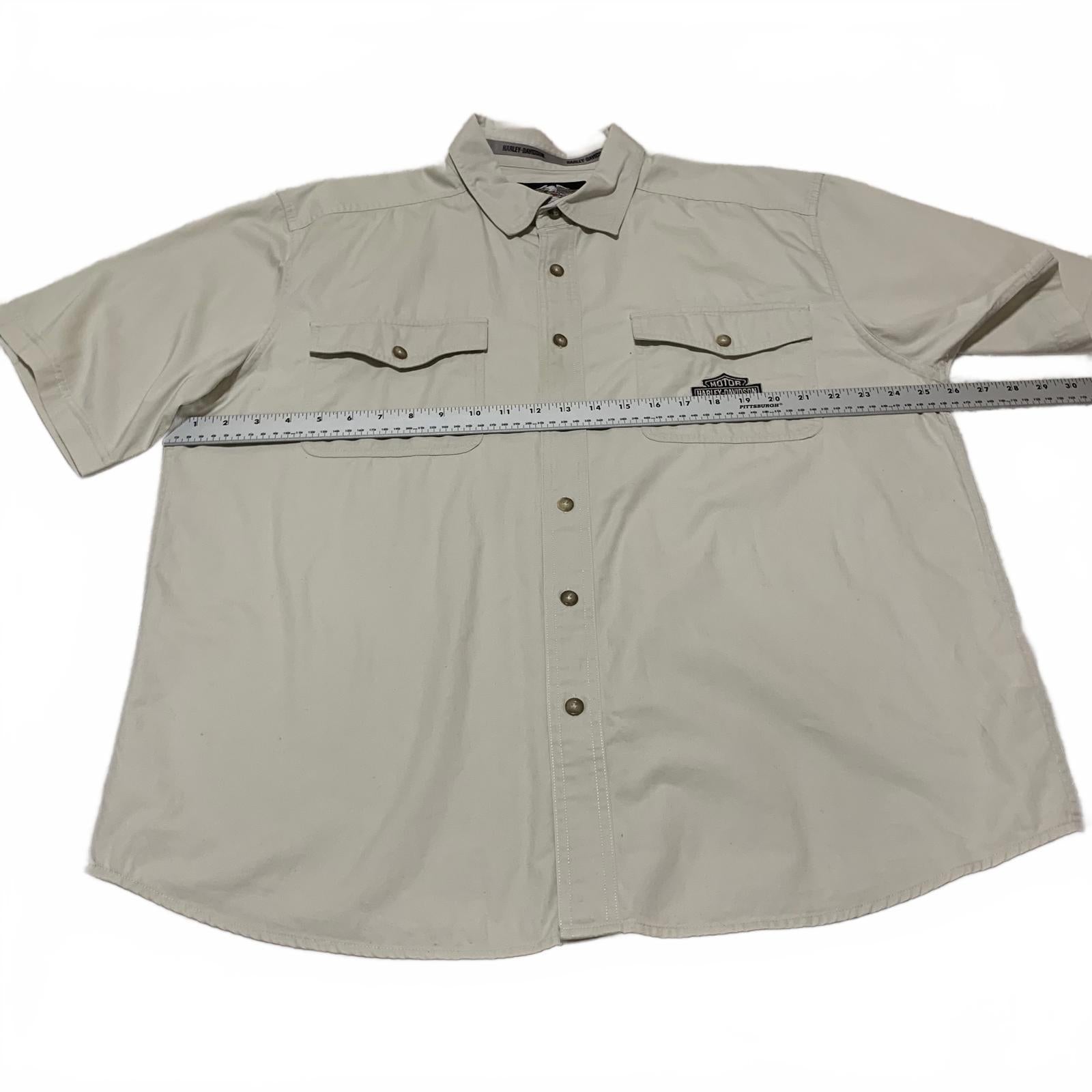 Harley Davidson Beige Button-Up Shirt Eagle Tag XL