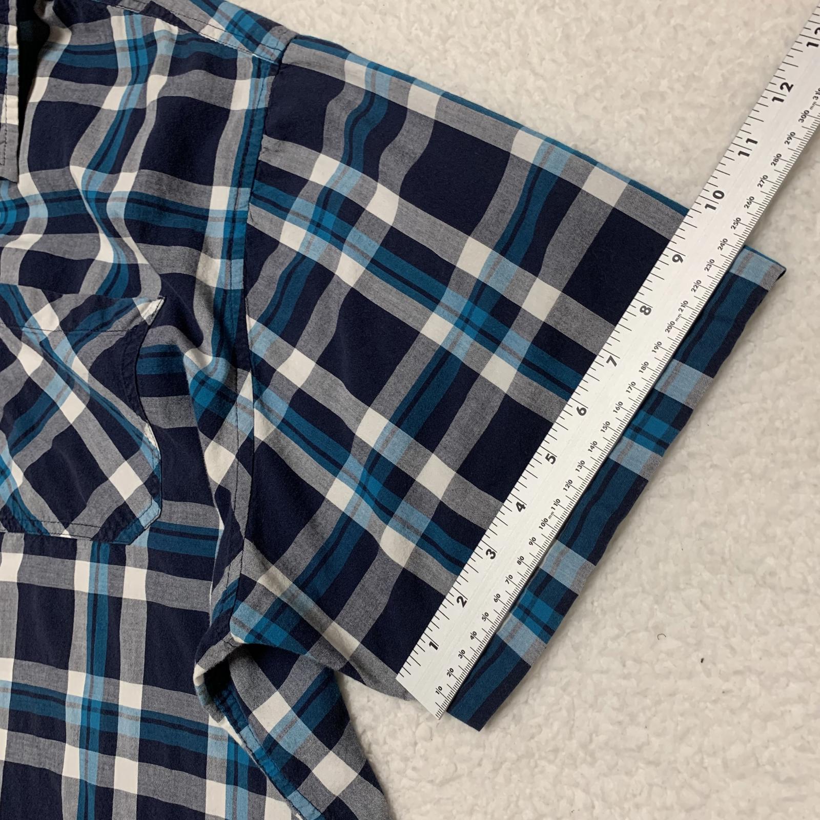 Basic Editions Men's 3XL Blue Plaid Short Sleeve Button Shir