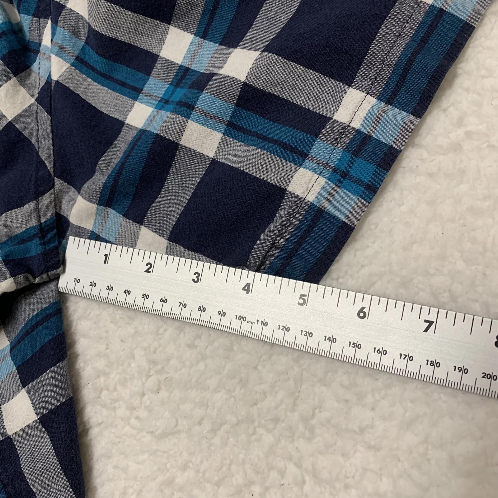 Basic Editions Men's 3XL Blue Plaid Short Sleeve Button Shir