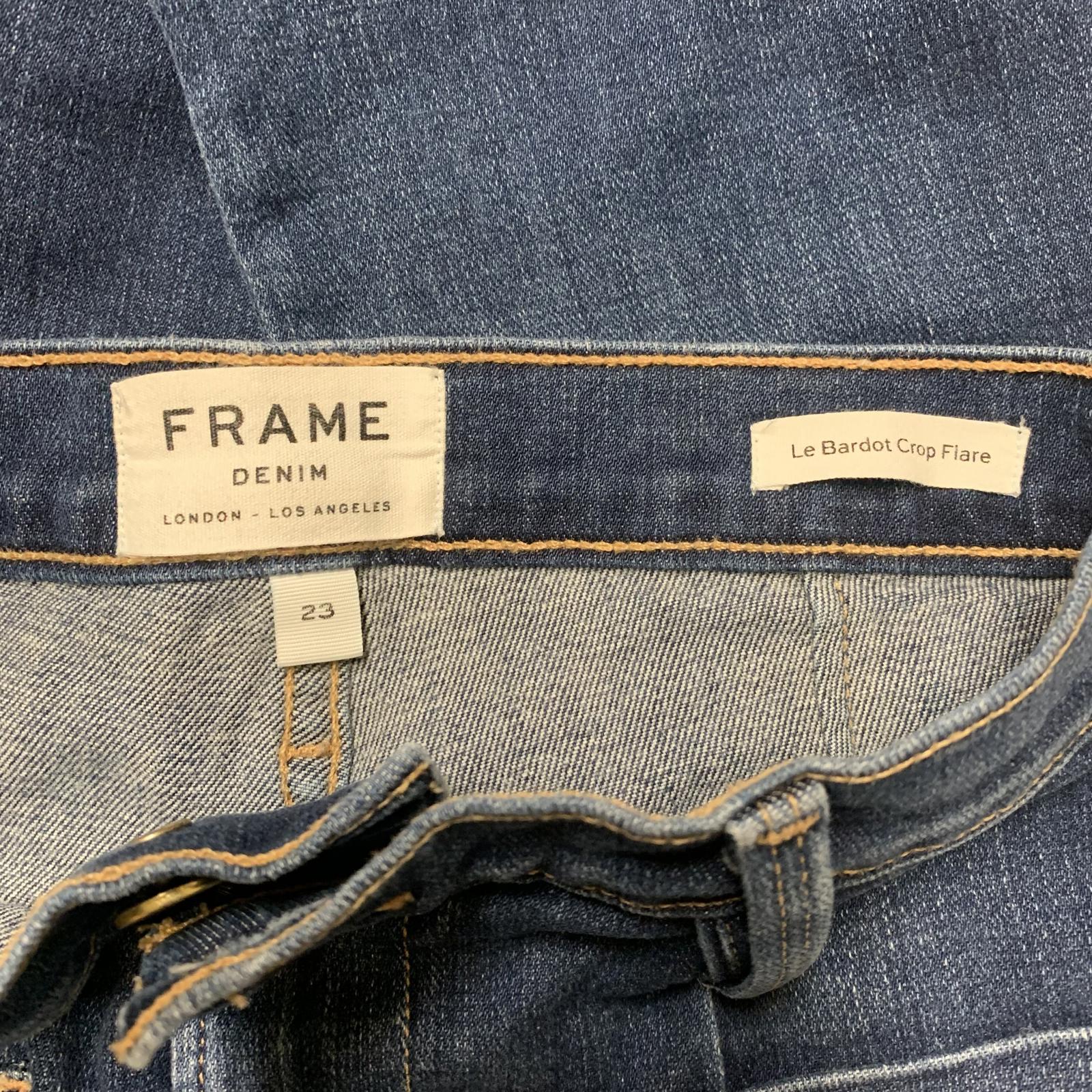 FRAME Le Bardot Crop Flare Jeans Women 23 UK 4 Blue Denim