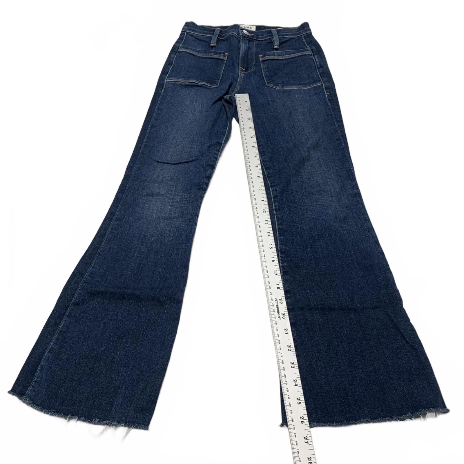 FRAME Le Bardot Crop Flare Jeans Women 23 UK 4 Blue Denim