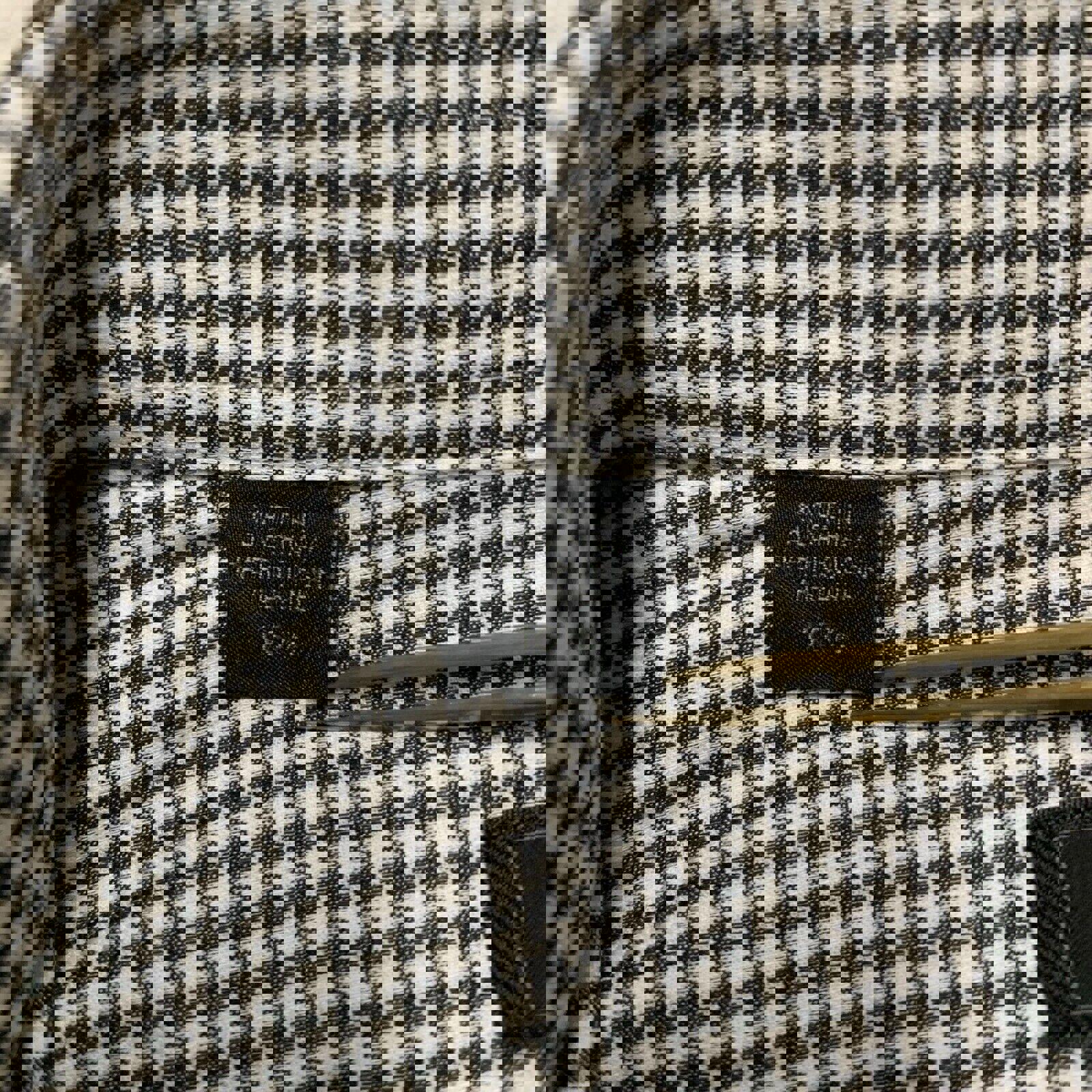 Camisa Saks Fifth Avenue para hombre, talla 16 1/2, gris, con estampado de pata de gallo, manga larga y botones