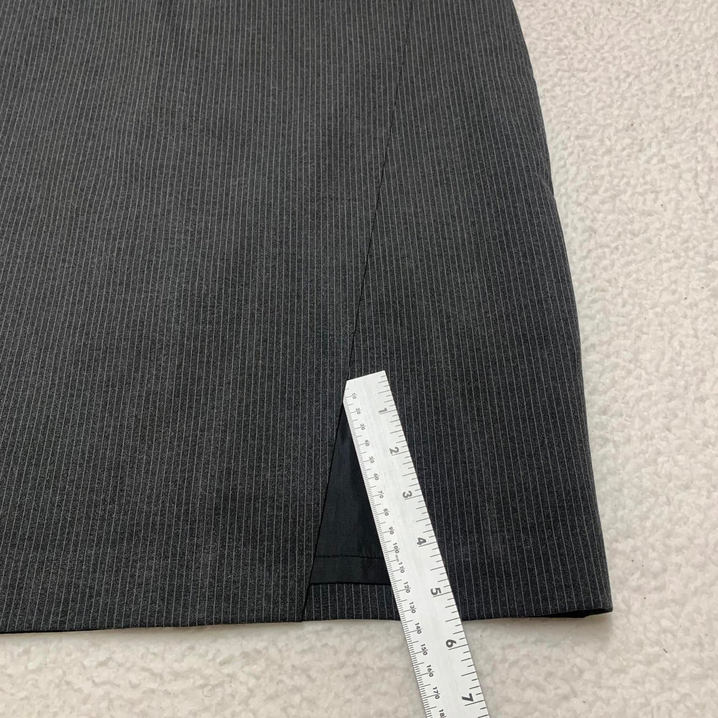 Vintage Marc New York Marc Andrew Womens Sz 12 Gray Pinstriped Skirt Side Slit