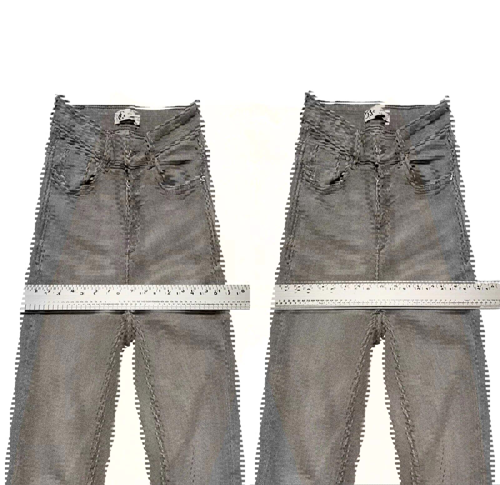 Vaqueros desgastados ajustados de lavado claro gris talla 6 para mujer de Zara