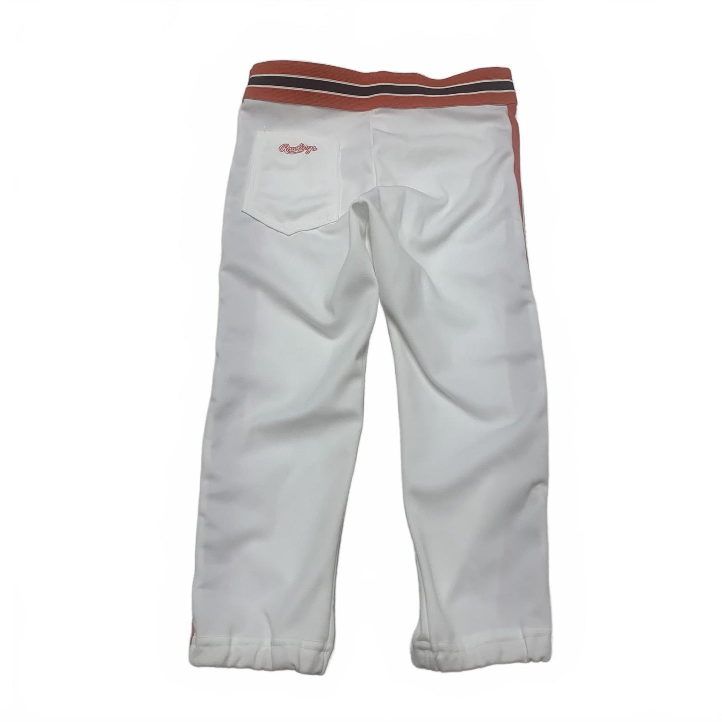 VTG 80s Rawlings Boy Sz Youth L White Track Pants Stripes Orange Black USA