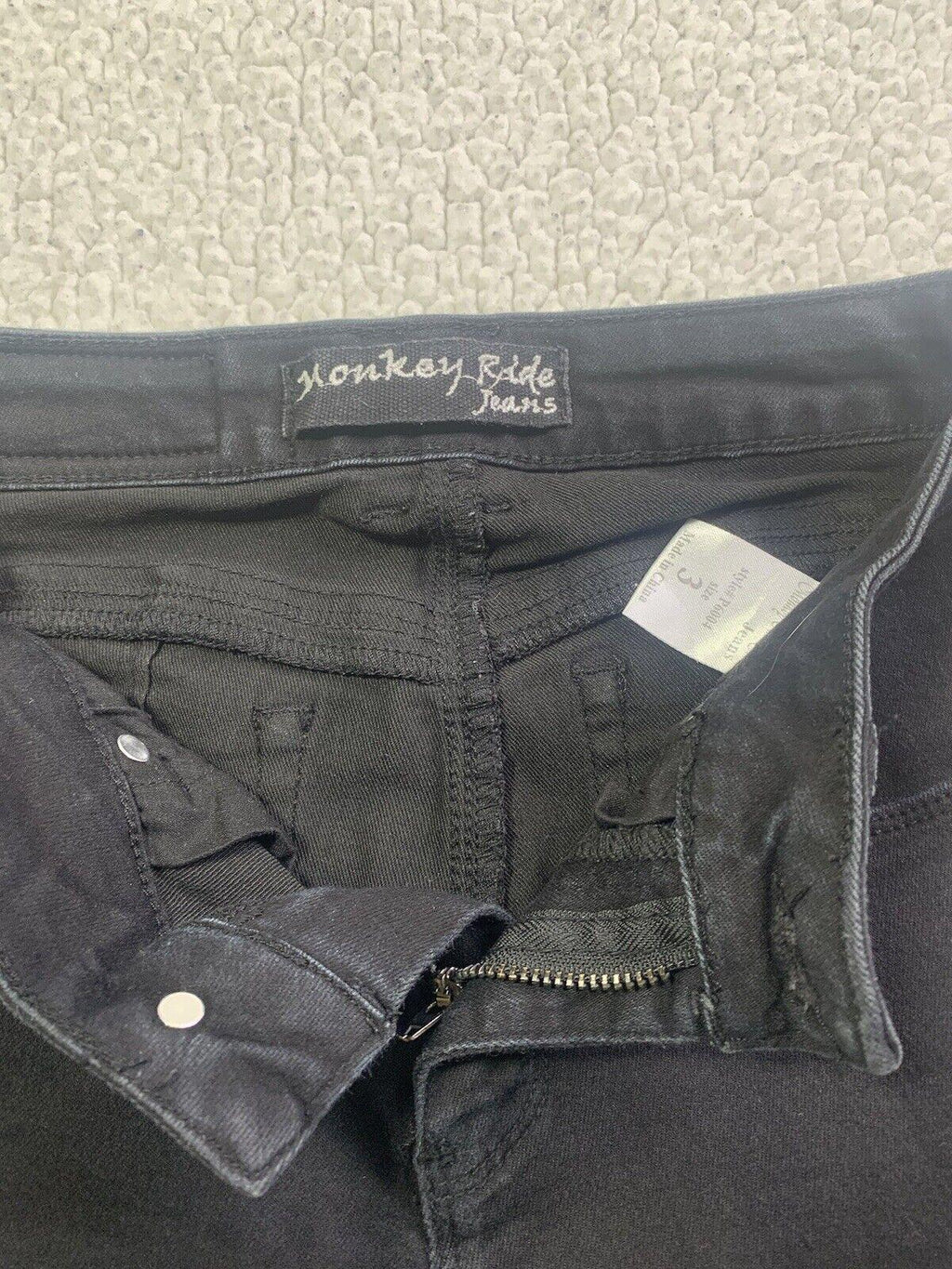 Pantalones vaqueros Monkey Ride Juniors Talla 3/29 Negros Ajustados Desgastados