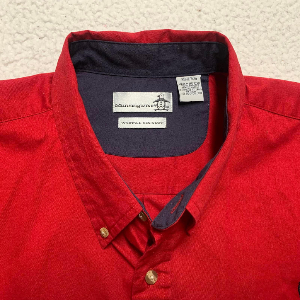 Camisa Munsingwear para hombre, con botones rojos, resistente a las arrugas, talla 3X