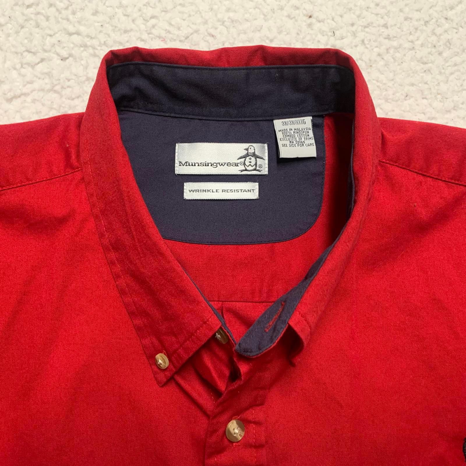 Camisa Munsingwear para hombre, con botones rojos, resistente a las arrugas, talla 3X