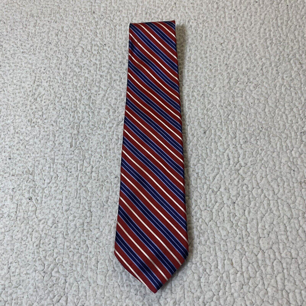 Nautica Men's Tie Red White Blue Diagonal Stripe 100% Silk
