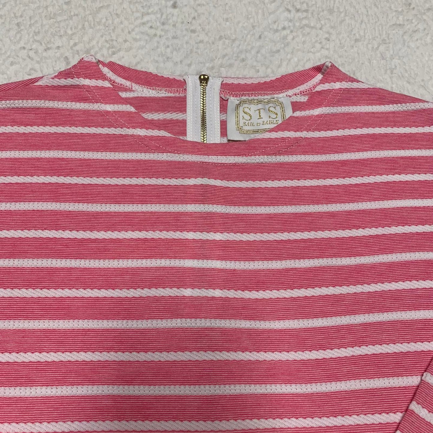 Sail to Sable Juniors Size X-Small Pink White Striped Long Sleeve Summer Dress