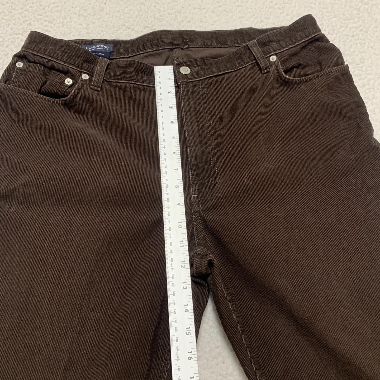 Lands' End Men's Size 38 Brown Traditional Fit Tapered Leg Corduroy Pants