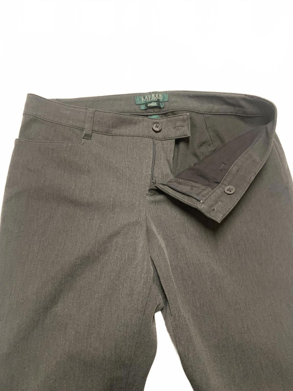 Pantalones de vestir Lauren Ralph Lauren Adelle para mujer, talla 10, color gris, ancho 34 x 28