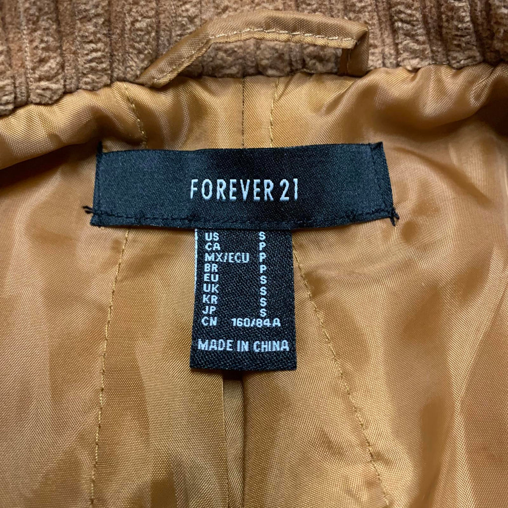 Forever 21 Women's Size Small Cognac Brown Corduroy Jacket
