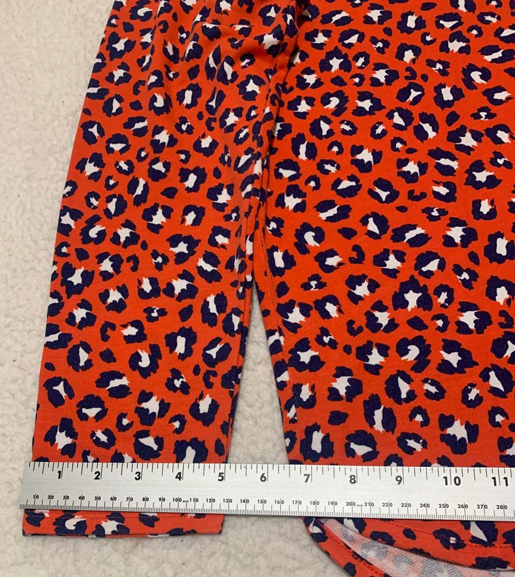 Blusa Cabana de Crown &amp; Ivy con estampado de leopardo en rojo y azul de manga larga para mujer, talla XL