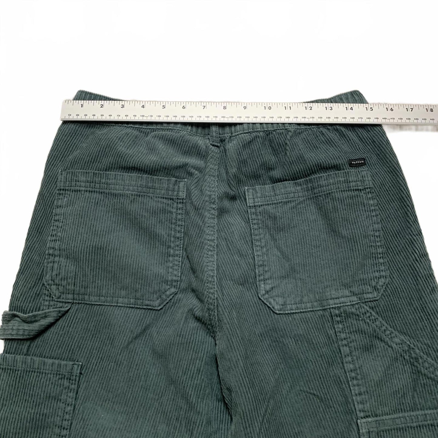 Pacsun Women's Size S Green Loose Fit Elastic Waist Corduroy Pants 30 X 28.75