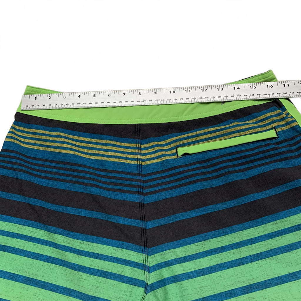 Pantalones cortos de surf Hurley para hombre, talla 32, a rayas, azul y verde, talla 33
