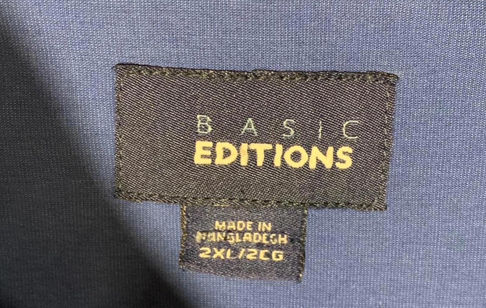 Camisa de manga corta azul con botones, edición básica, talla 2XL para hombre