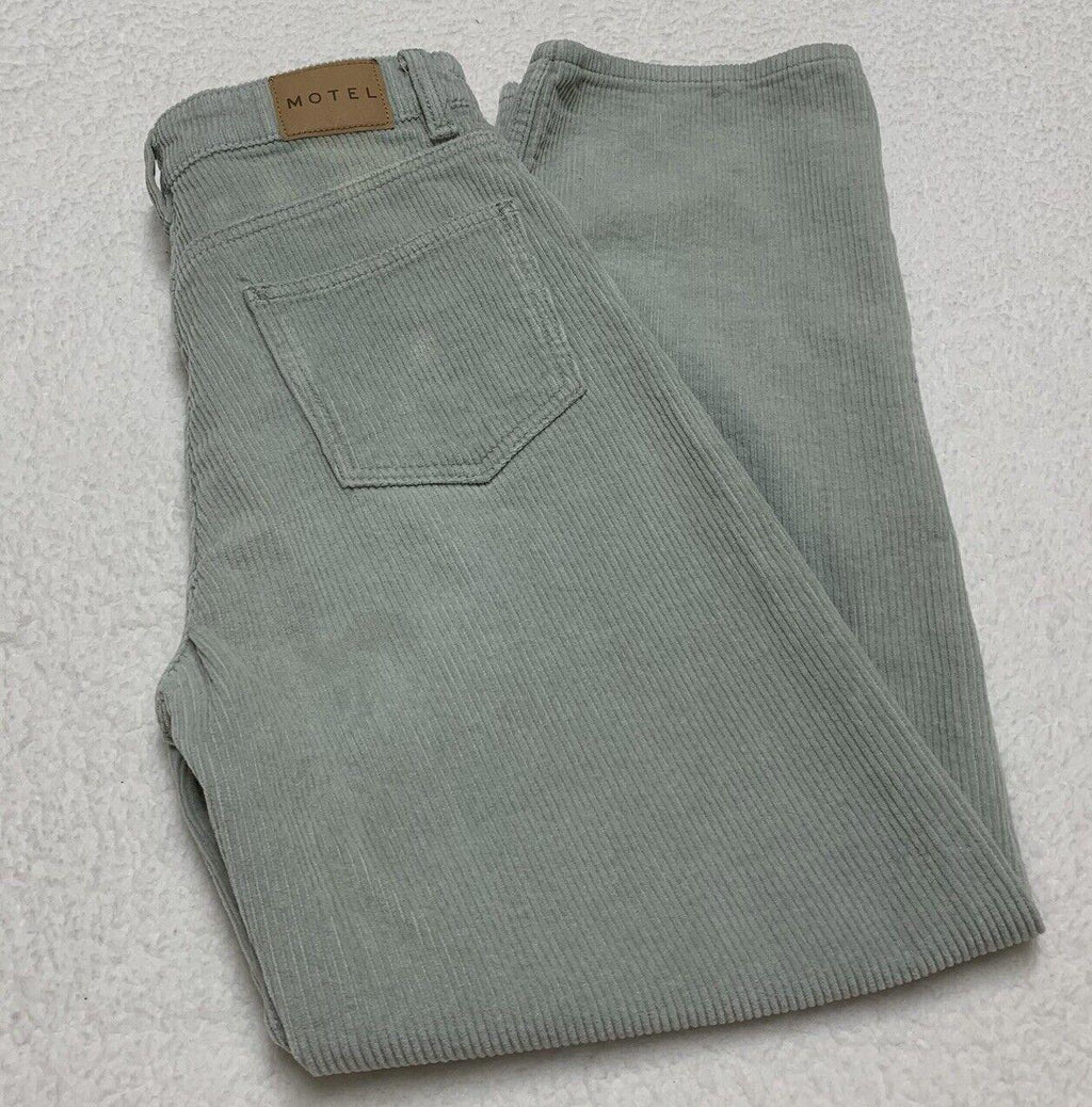 Pantalones de pana Motel para mujer, talla XS, verde menta, pierna ancha, ligeros