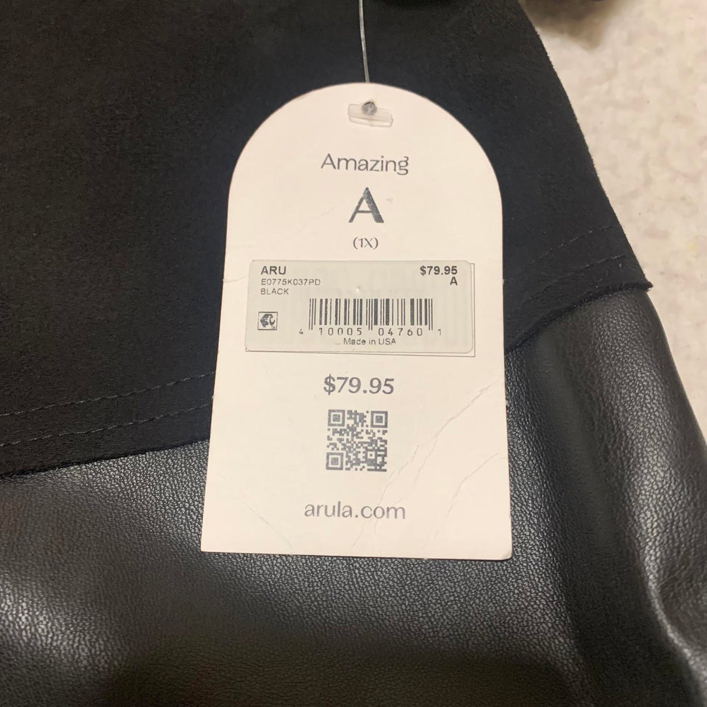 Vestido informal de manga corta con falda de piel sintética Arula para mujer, talla 1X, EE. UU.