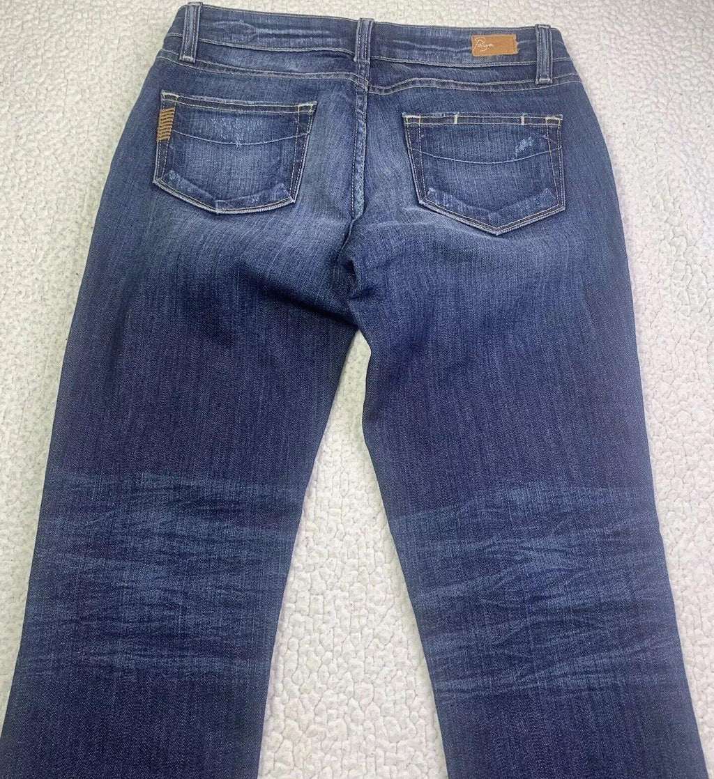 Jeans Paige Skyline para mujer, talla 26, ajustados, con pierna al tobillo, tiro bajo, desgastados, ancho 28 x 29 L
