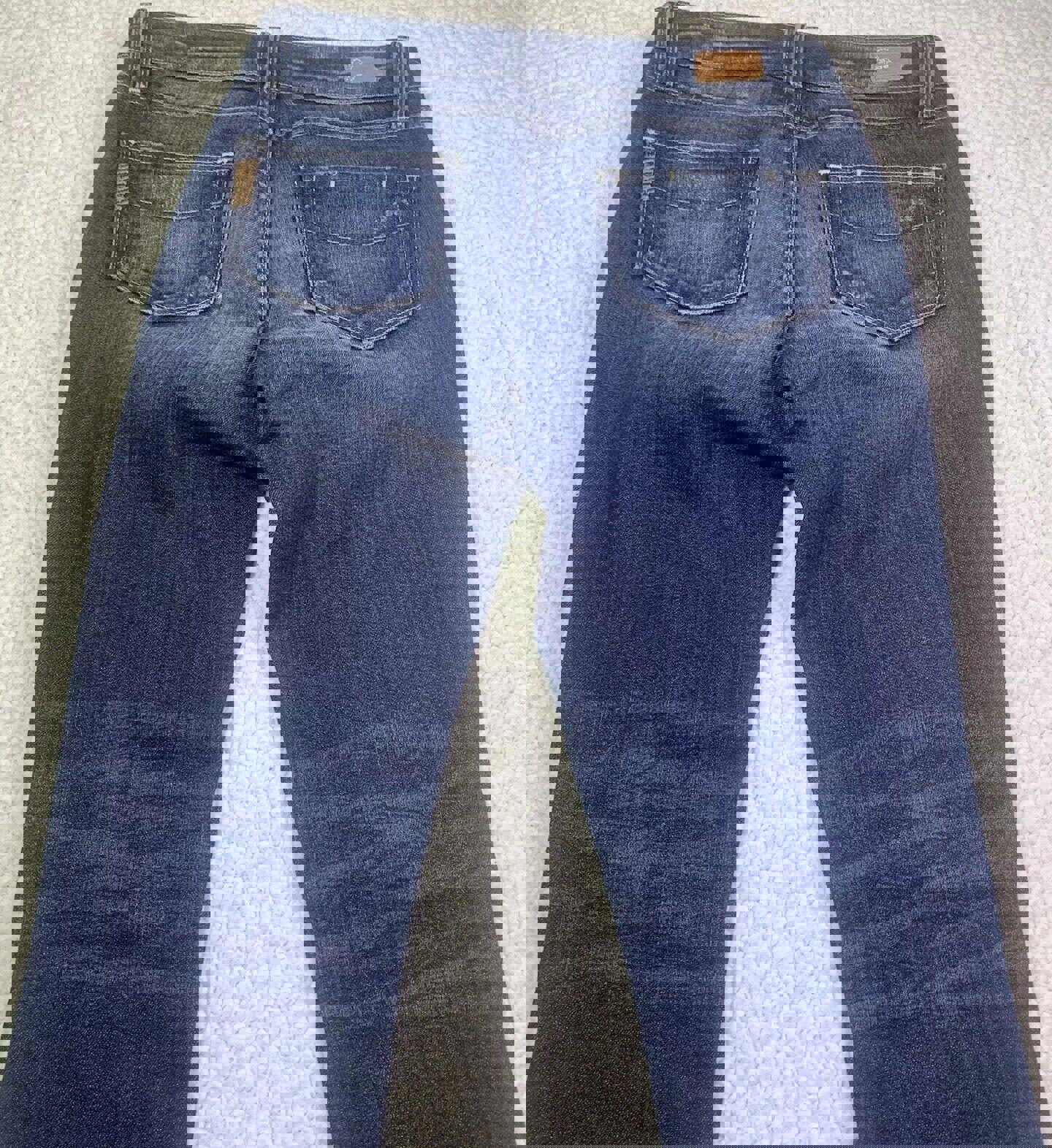Jeans Paige Skyline para mujer, talla 26, ajustados, con pierna al tobillo, tiro bajo, desgastados, ancho 28 x 29 L
