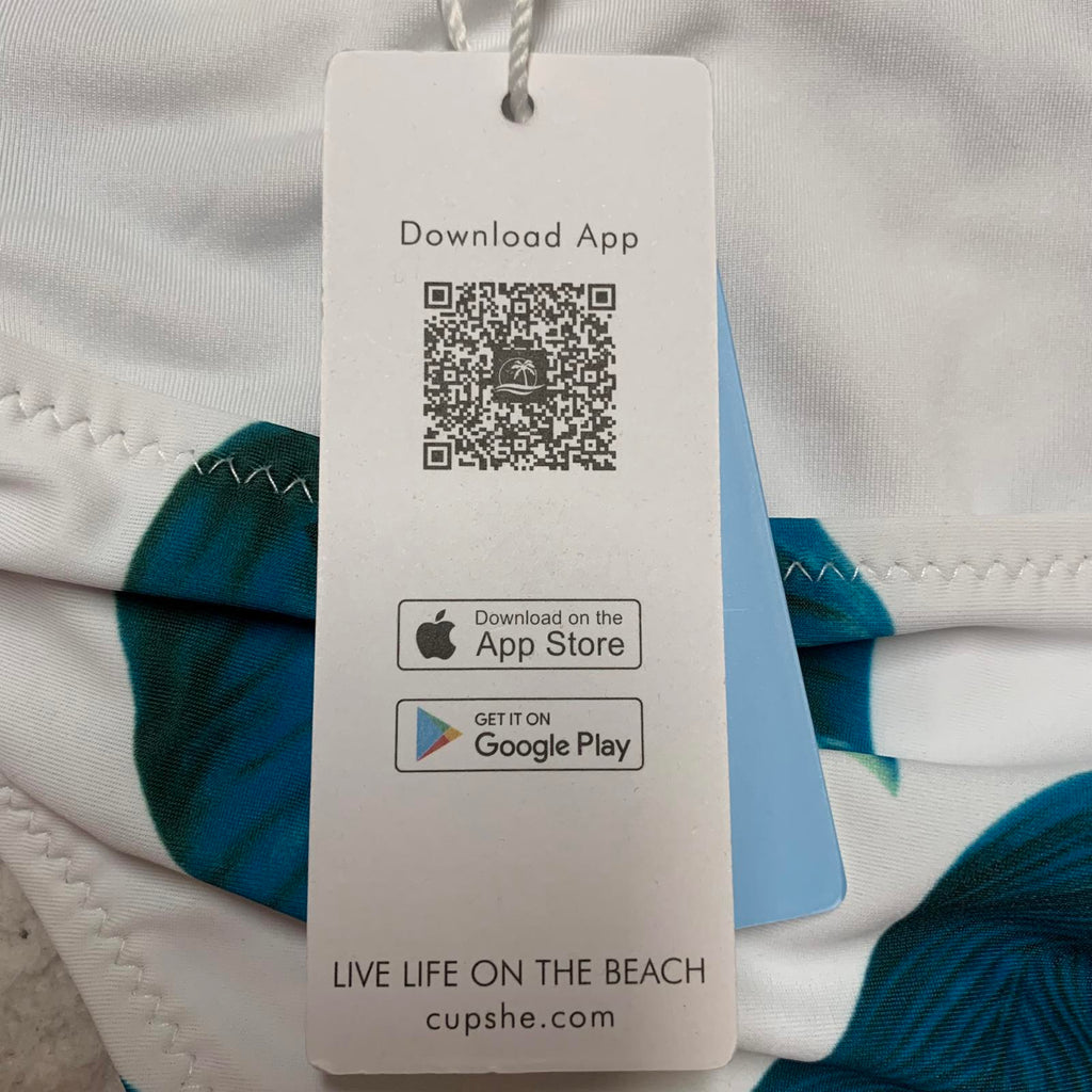 Braguita de bikini Cupshe para mujer, talla M, con estampado de hojas azules