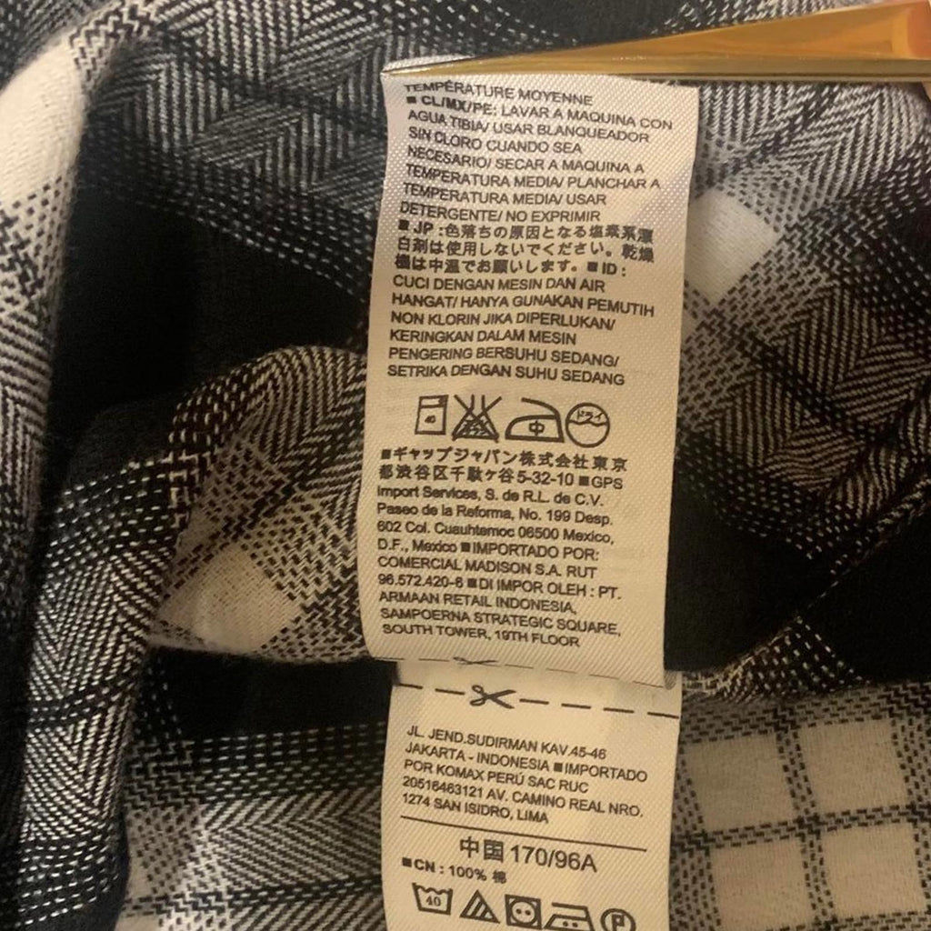 Camisa de botones Old Navy para hombre, talla S pequeña, piedra, negro, blanco, cuadros, informal, algodón