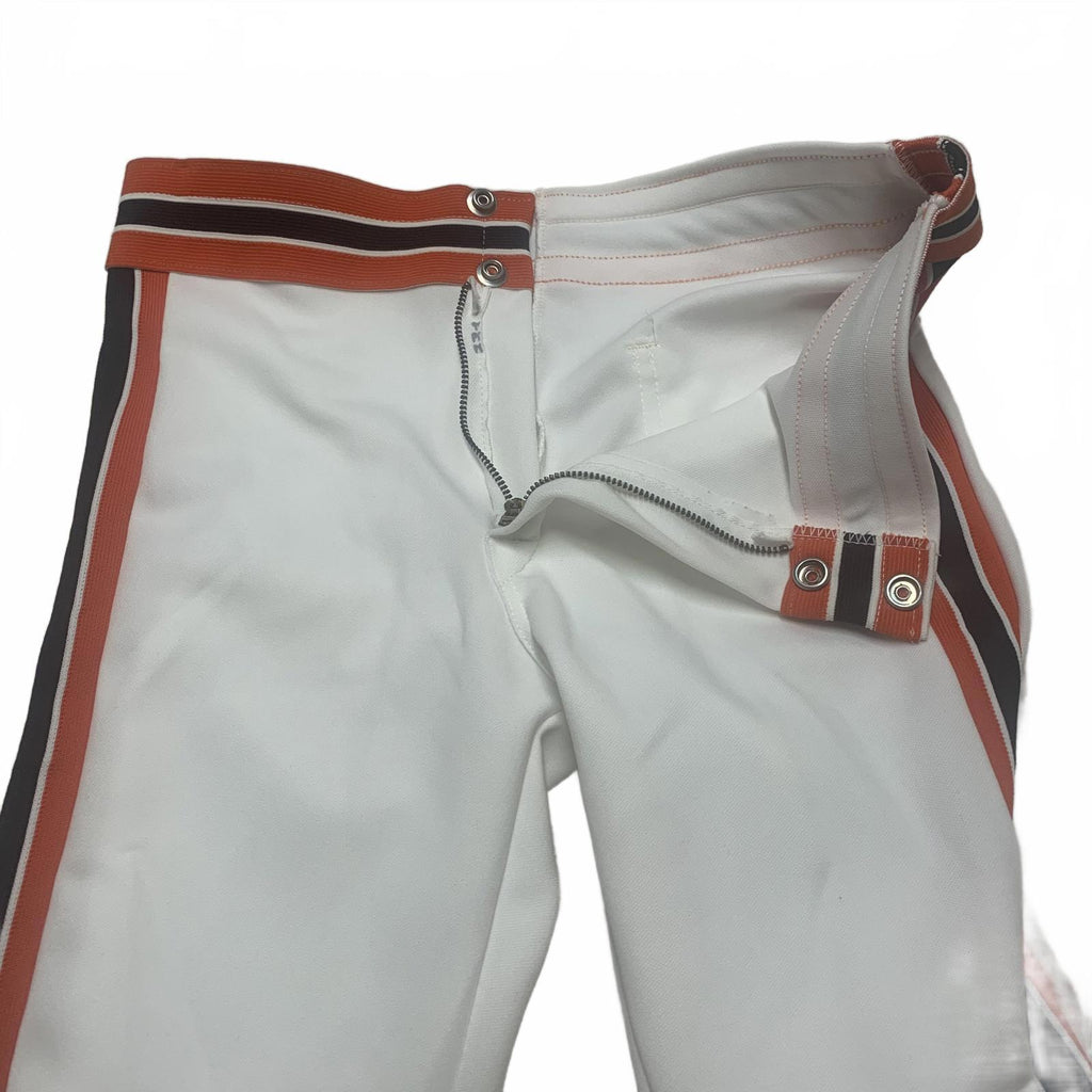 Pantalones deportivos Rawlings de los años 80, talla L, color blanco, rayas, naranja y negro, EE. UU.