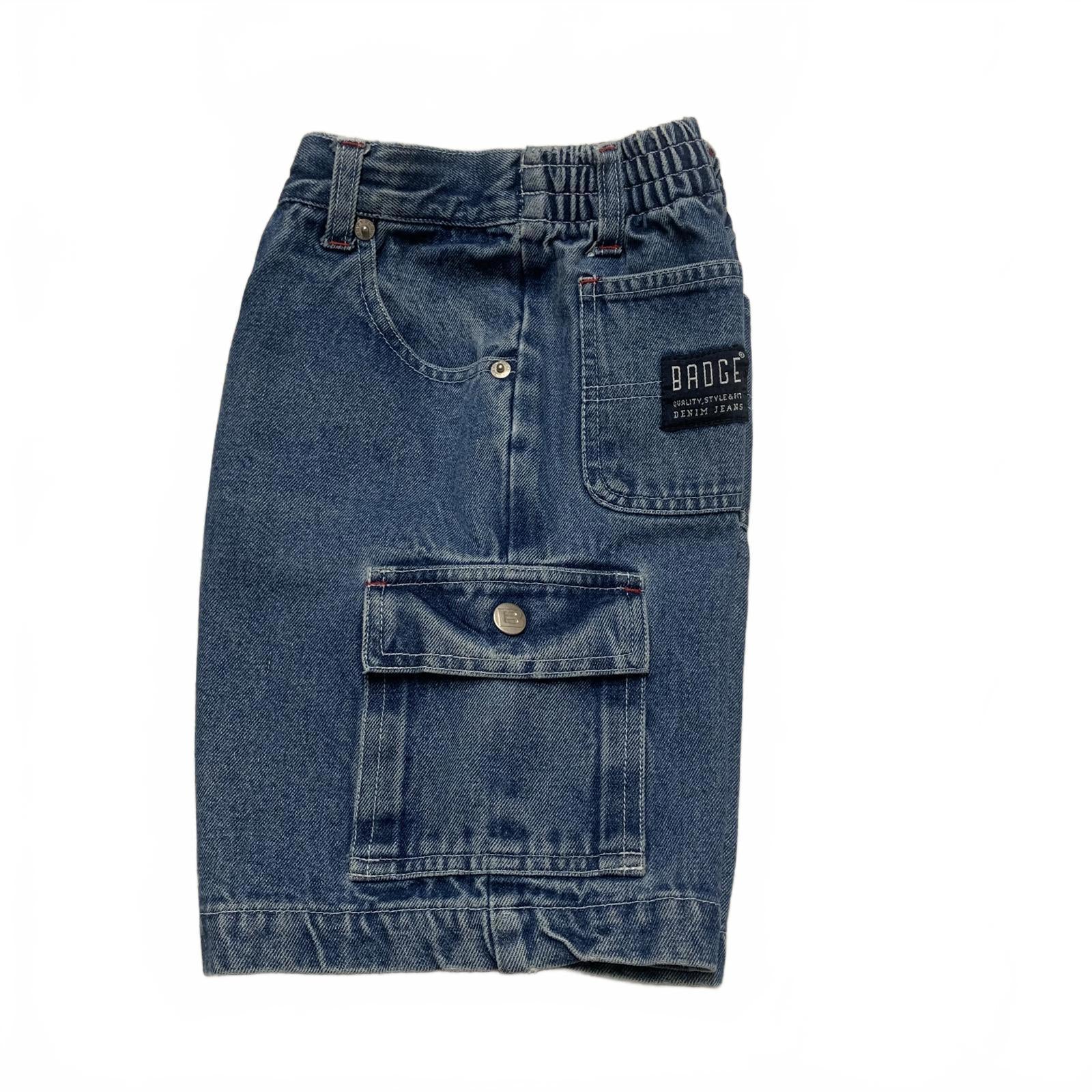 Pantalones vaqueros Badge Boys talla 6, pantalones cortos cargo de mezclilla elásticos azules de algodón W21